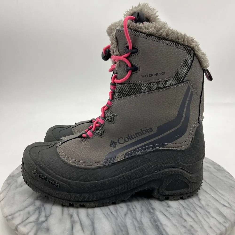 Columbia‎ Youth 4 Boots Bugaboot II 200 Gram Faux Fur Winter Gray Pink BY5956